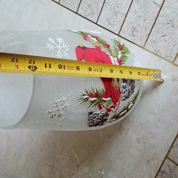 Vase 11" inch crackle glass /with cardinal,by Valeri/Qvc/w-drop In Lights - Picture 7 of 16